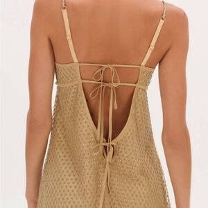 For Love And Lemons Gold Textured Mini Dress